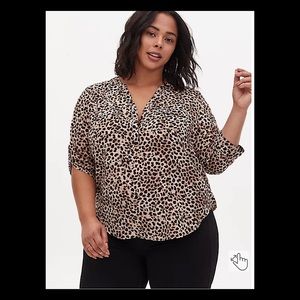 Torrid - Harper Leopard Georgette Pullover Blouse - Size 1 - 14/16